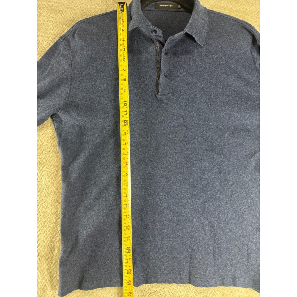 Ermenegildo Zegna Mens Blue Cotton Long Sleeve Polo Shirt XL 54 4UR344 850 - Picture 3 of 10